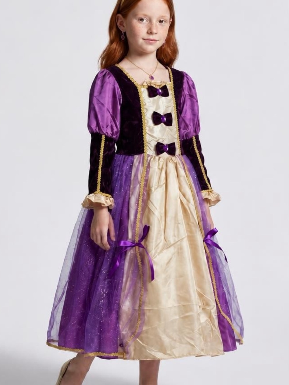 Royal Purple & Cream Girls' Princess Costume Dress